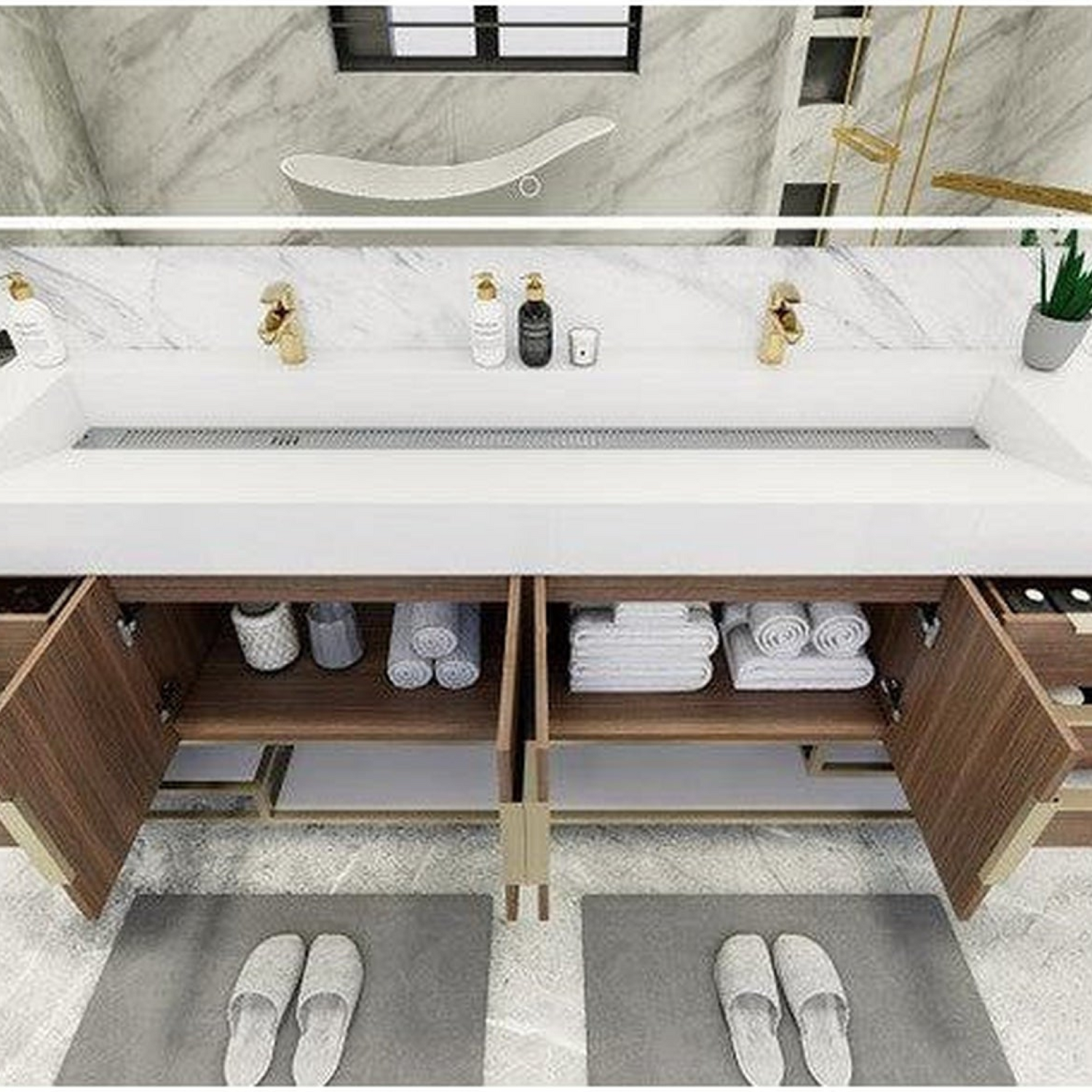 Elara 84&quot; Rosewood Freestanding Vanity With Double Reinforced White Acrylic Sinks