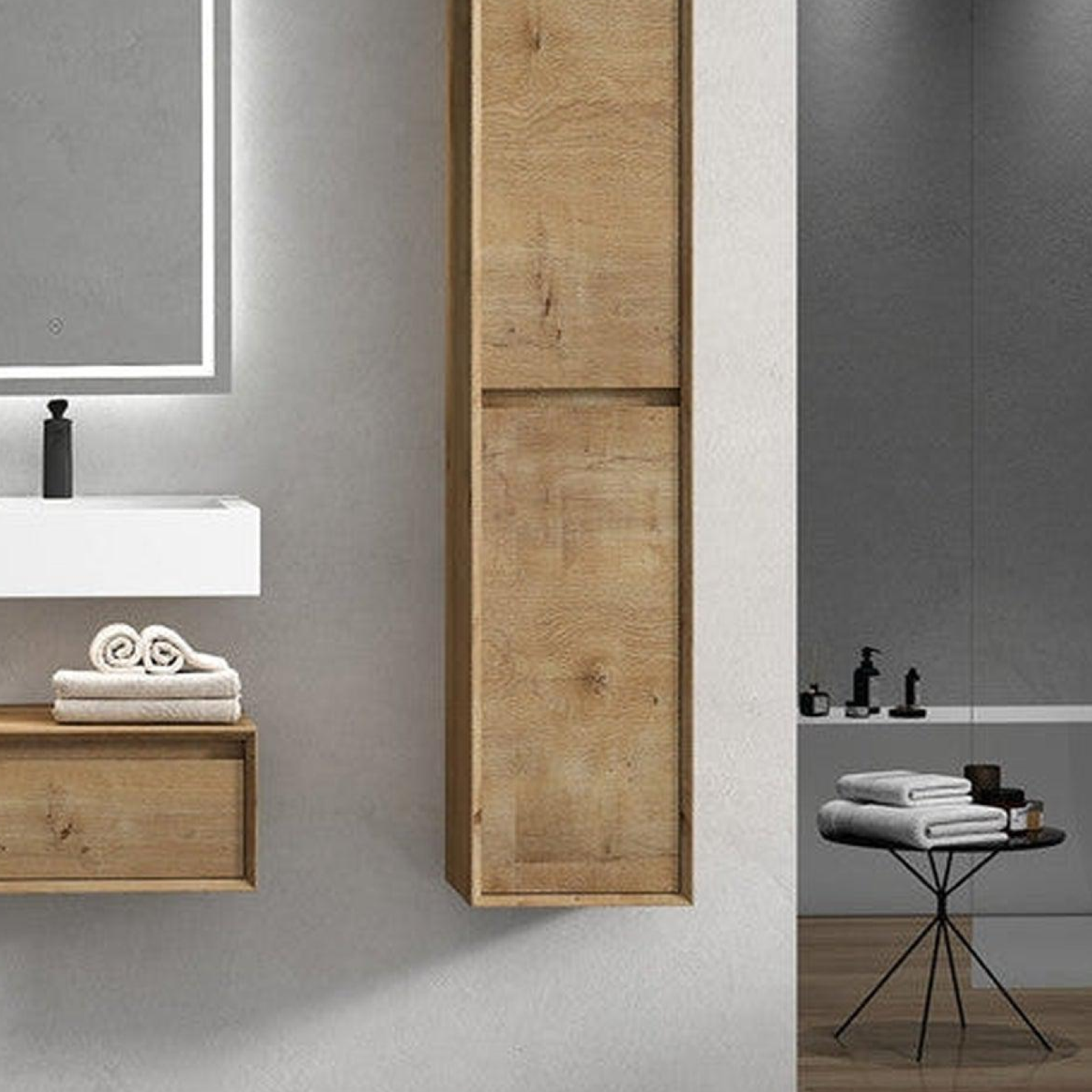 Aria 24&quot; White Oak Floating Vanity With Single Reinforced White Acrylic Sink
