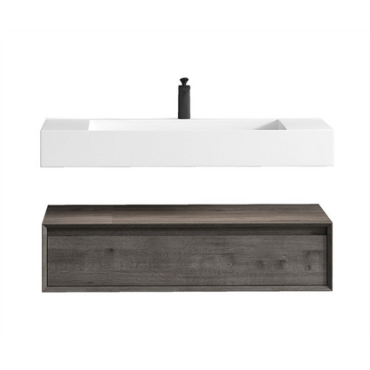 Aria 42&quot; Smoke Oak Floating Vanity With Single Reinforced White Acrylic Sink