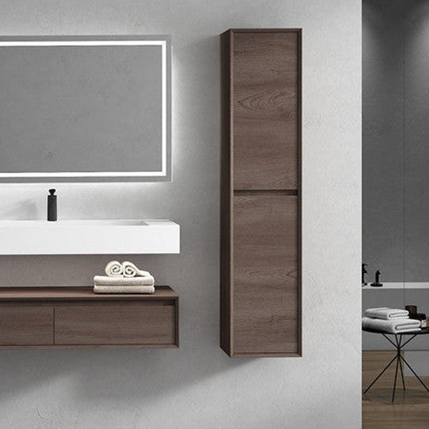 Aria 48&quot; Red Oak Floating Vanity With Single Reinforced White Acrylic Sink