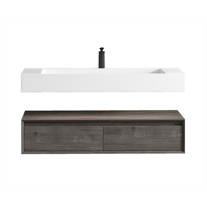 Aria 48&quot; Smoke Oak Floating Vanity With Single Reinforced White Acrylic Sink