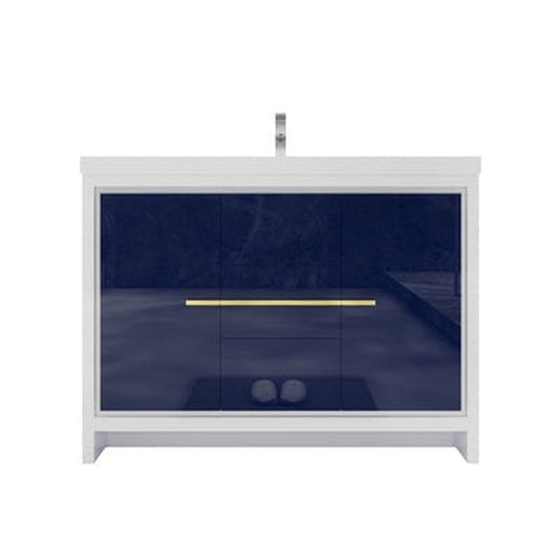 Amara 48&quot; High Gloss Night Blue Freestanding Vanity With Single Reinforced White Acrylic Sink