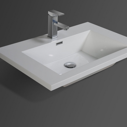 Boho Elegance 30&quot; High Gloss White Wall-Mounted Vanity With Single Reinforced White Acrylic Sink