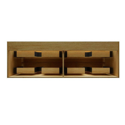 Prime 60&quot; Teak Oak Wall-Mounted Vanity With Single Faucet Hole and Reinforced White Acrylic Sink