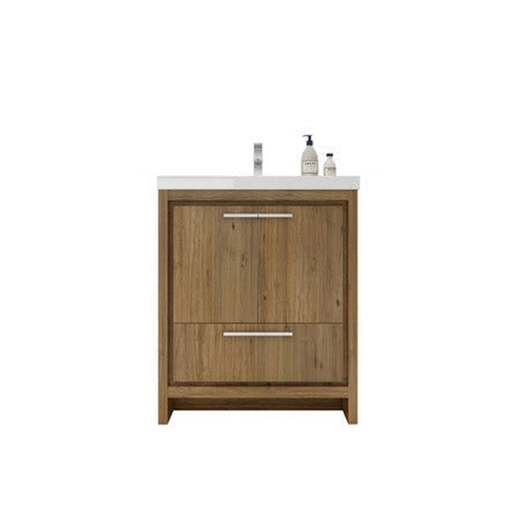 Amara 30&quot; Natural Oak Freestanding Vanity With Single Reinforced White Acrylic Sink