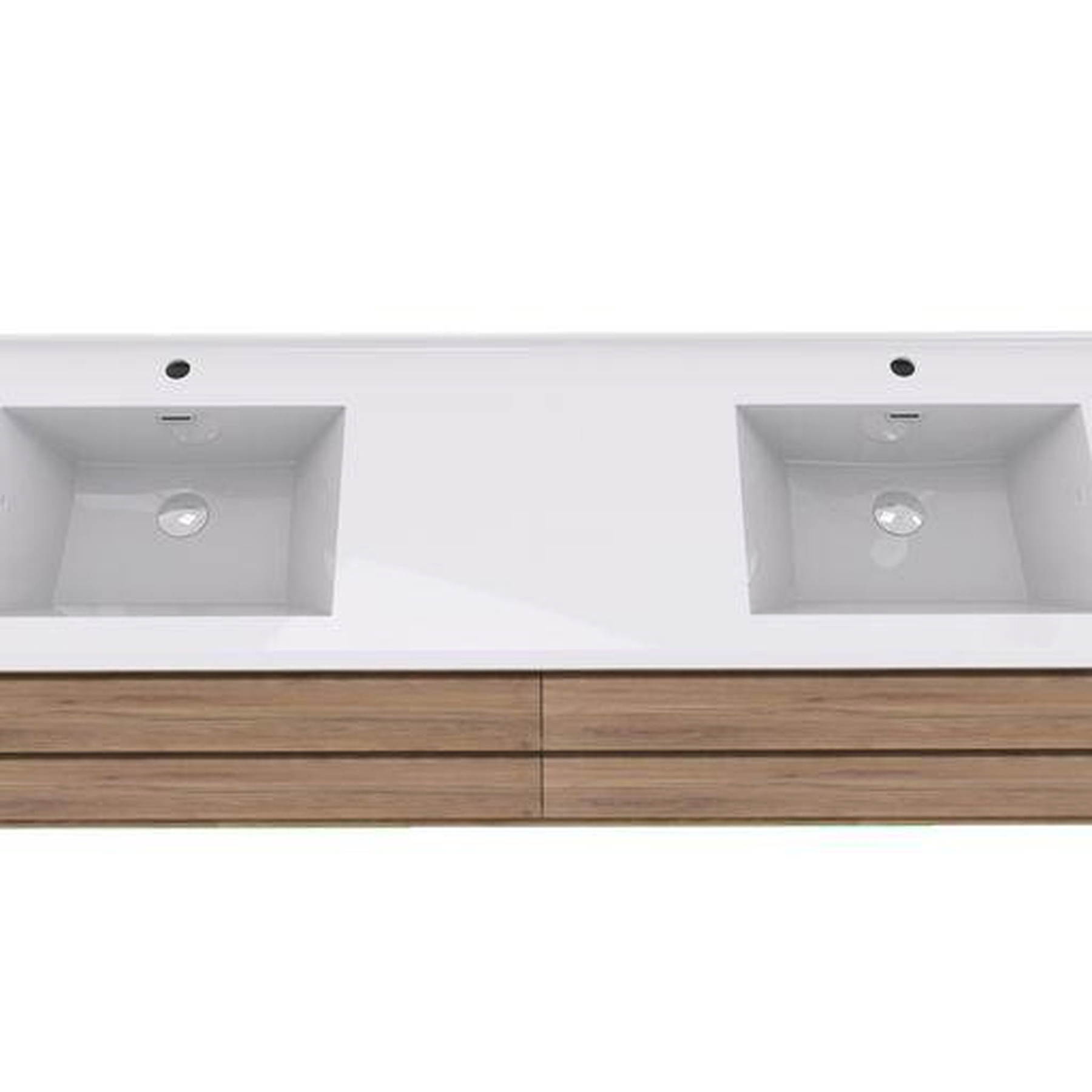 Eden 72&quot; White Oak Wall-Mounted Modern Vanity With Double Reinforced White Acrylic Sinks