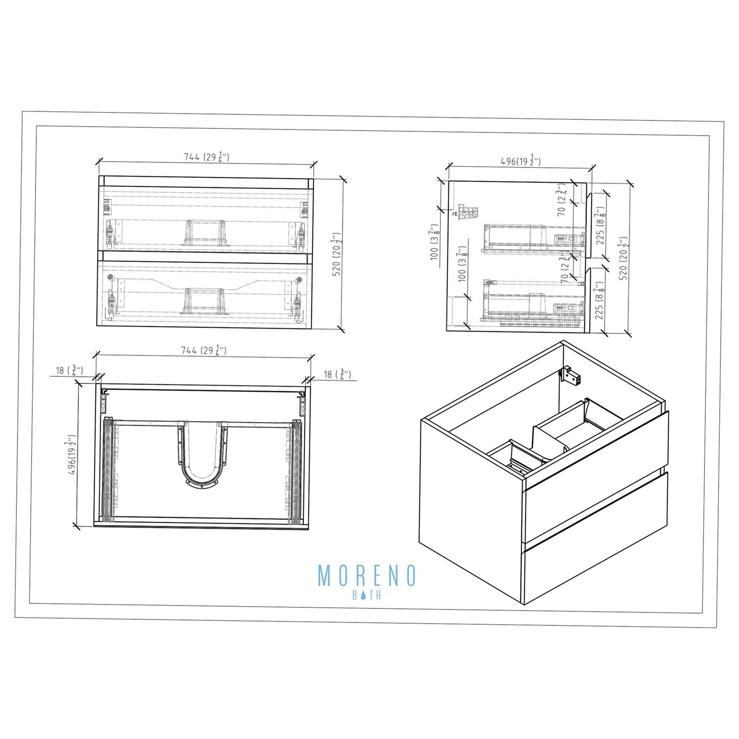 Boho Elegance 30&quot; High Gloss White Wall-Mounted Vanity With Single Reinforced White Acrylic Sink
