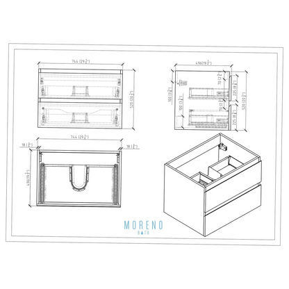 Boho Elegance 30&quot; High Gloss White Wall-Mounted Vanity With Single Reinforced White Acrylic Sink