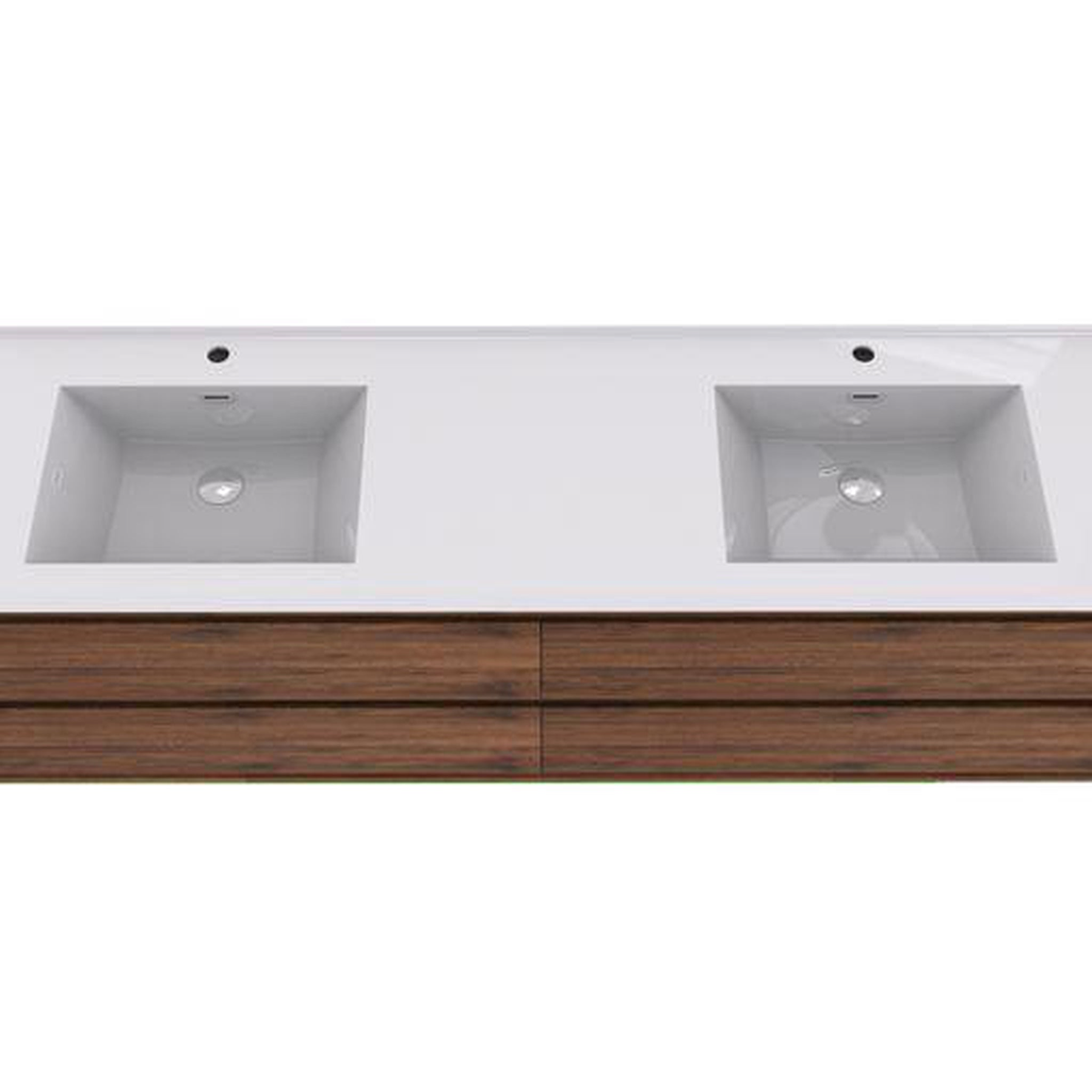 Eden 72&quot; Rosewood Wall-Mounted Modern Vanity With Double Reinforced White Acrylic Sinks