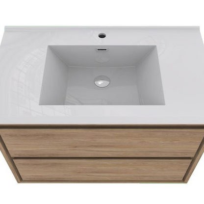 Eden 42&quot; White Oak Wall-Mounted Modern Vanity With Single Reinforced White Acrylic Sink