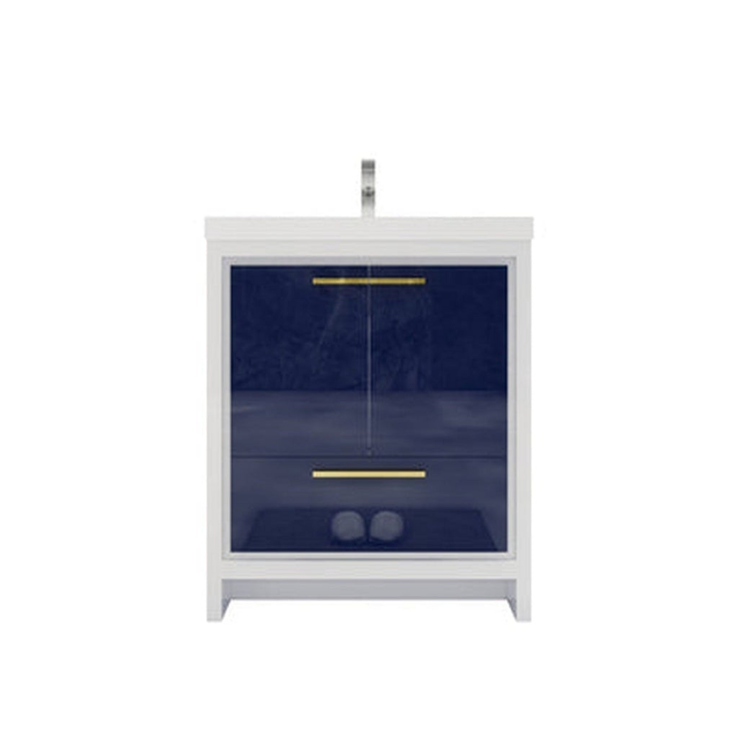 Amara 30&quot; High Gloss Night Blue Freestanding Vanity With Single Reinforced White Acrylic Sink
