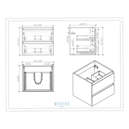 Boho Elegance 24&quot; Rich Black Wall-Mounted Vanity With Single Reinforced White Acrylic Sink