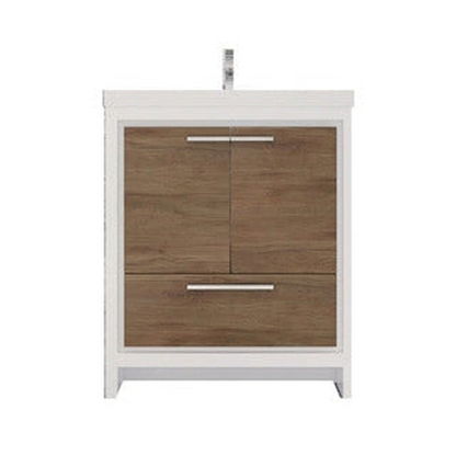 Amara 30&quot; White Oak Freestanding Vanity With Single Reinforced White Acrylic Sink