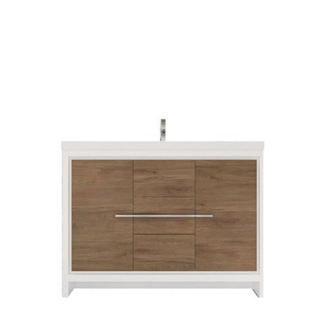Amara 48&quot; White Oak Freestanding Vanity With Single Reinforced White Acrylic Sink