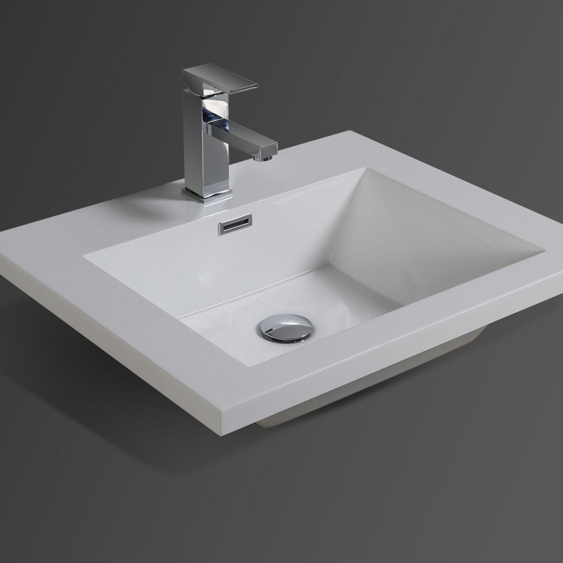 Boho Elegance 24&quot; High Gloss Ash Gray Wall-Mounted Vanity With Single Reinforced White Acrylic Sink