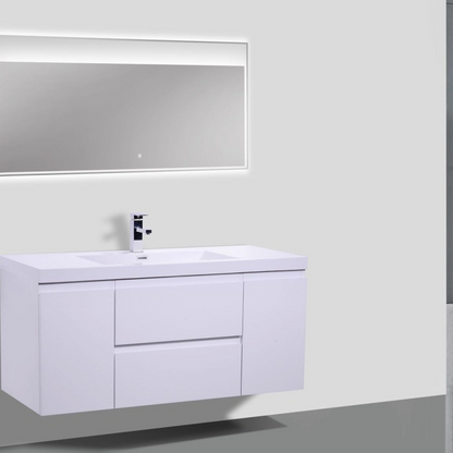 Boho Elegance 48&quot; High Gloss White Wall-Mounted Vanity With Single Reinforced White Acrylic Sink