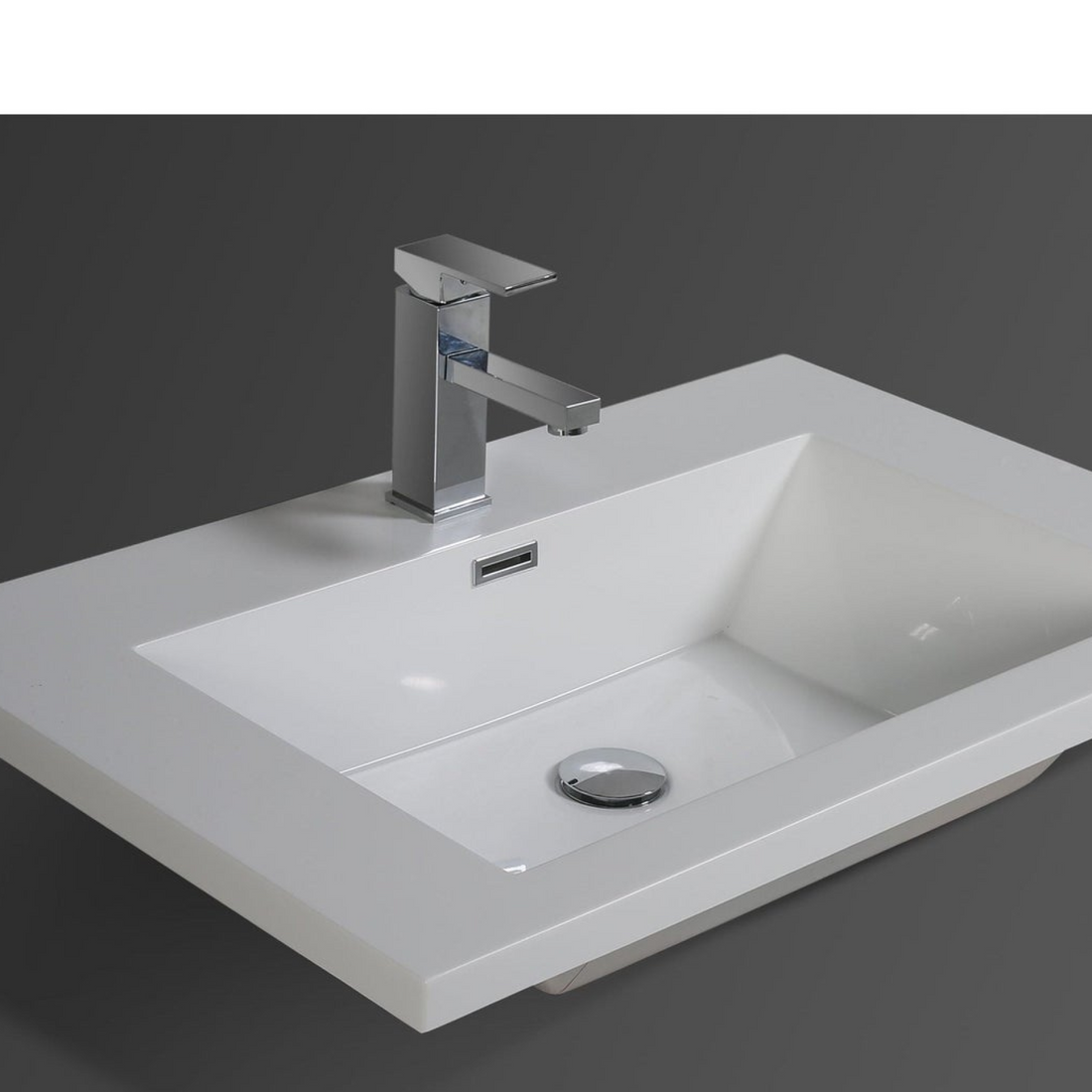 Boho Elegance 30&quot; High Gloss Ash Gray Wall-Mounted Vanity With Single Reinforced White Acrylic Sink