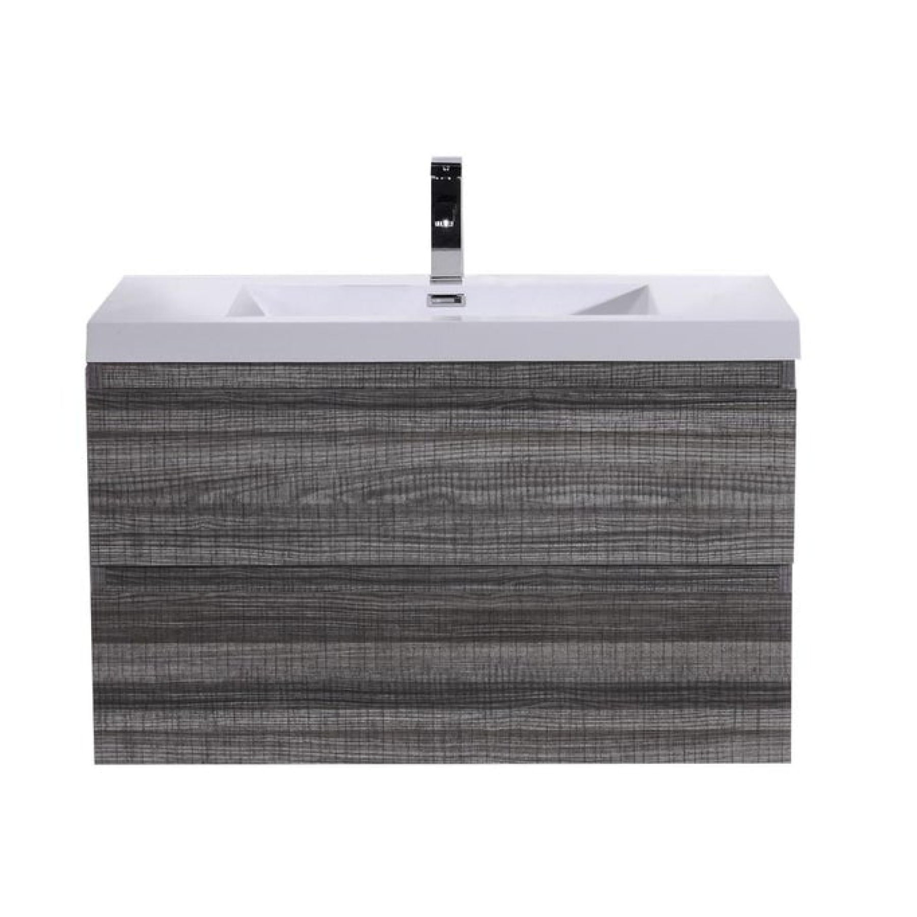 Boho Elegance 36&quot; High Gloss Ash Gray Wall-Mounted Vanity With Single Reinforced White Acrylic Sink