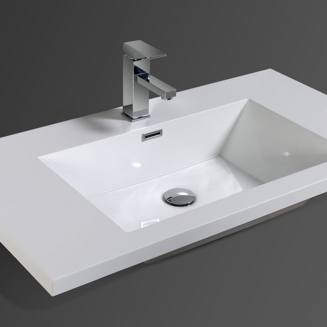 Boho Elegance 36&quot; High Gloss Ash Gray Wall-Mounted Vanity With Single Reinforced White Acrylic Sink