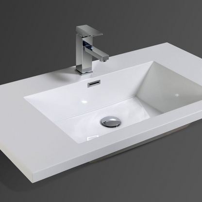 Boho Elegance 36&quot; High Gloss Ash Gray Wall-Mounted Vanity With Single Reinforced White Acrylic Sink