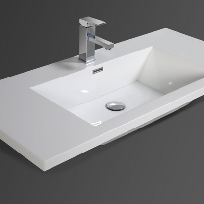 Boho Elegance 42&quot; High Gloss Ash Gray Wall-Mounted Vanity With Single Reinforced White Acrylic Sink