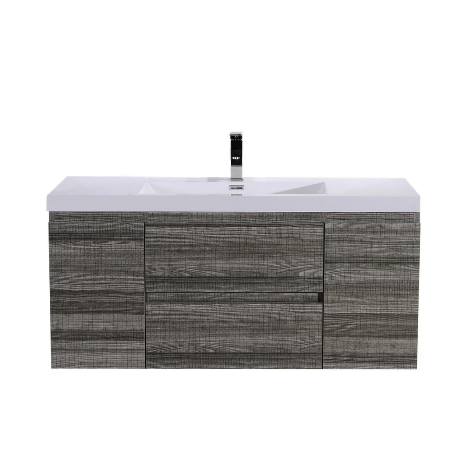 Boho Elegance 48&quot; High Gloss Ash Gray Wall-Mounted Vanity With Single Reinforced White Acrylic Sink