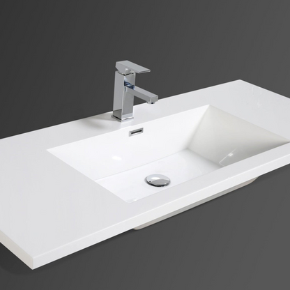 Boho Elegance 48&quot; High Gloss Ash Gray Wall-Mounted Vanity With Single Reinforced White Acrylic Sink