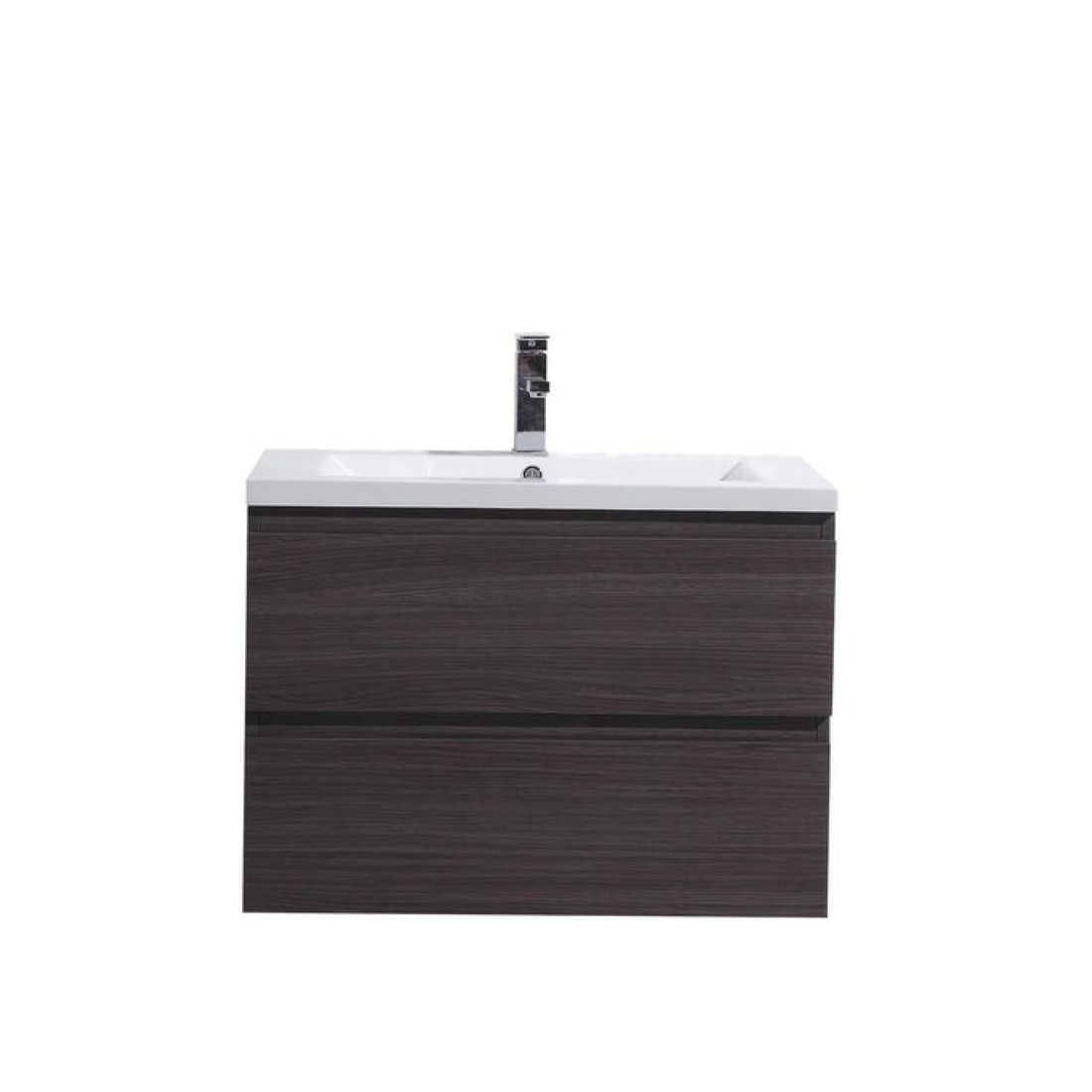 Boho Elegance 30&quot; Dark Gray Oak Wall-Mounted Vanity With Single Reinforced White Acrylic Sink