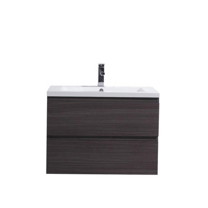 Boho Elegance 30&quot; Dark Gray Oak Wall-Mounted Vanity With Single Reinforced White Acrylic Sink