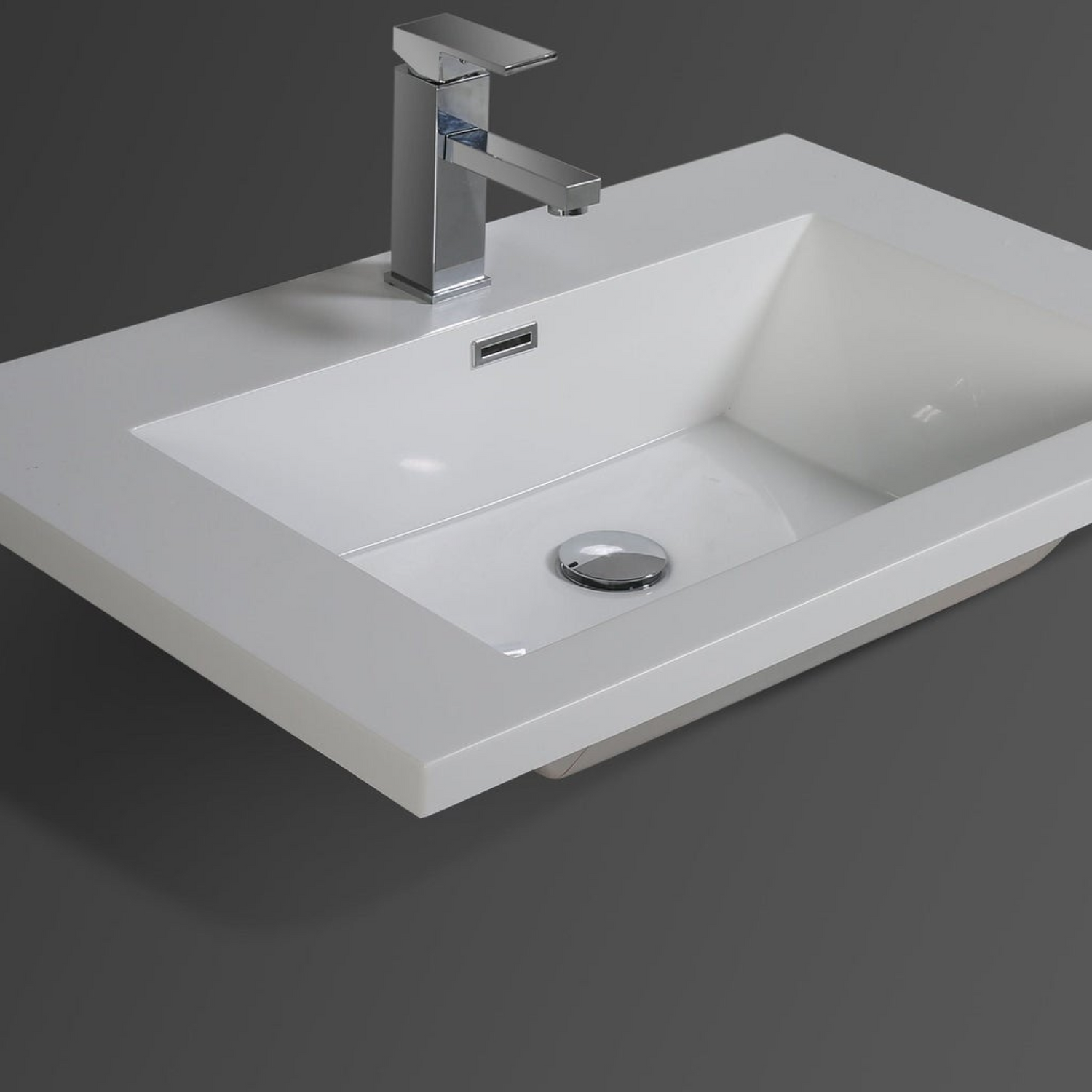 Boho Elegance 30&quot; Dark Gray Oak Wall-Mounted Vanity With Single Reinforced White Acrylic Sink