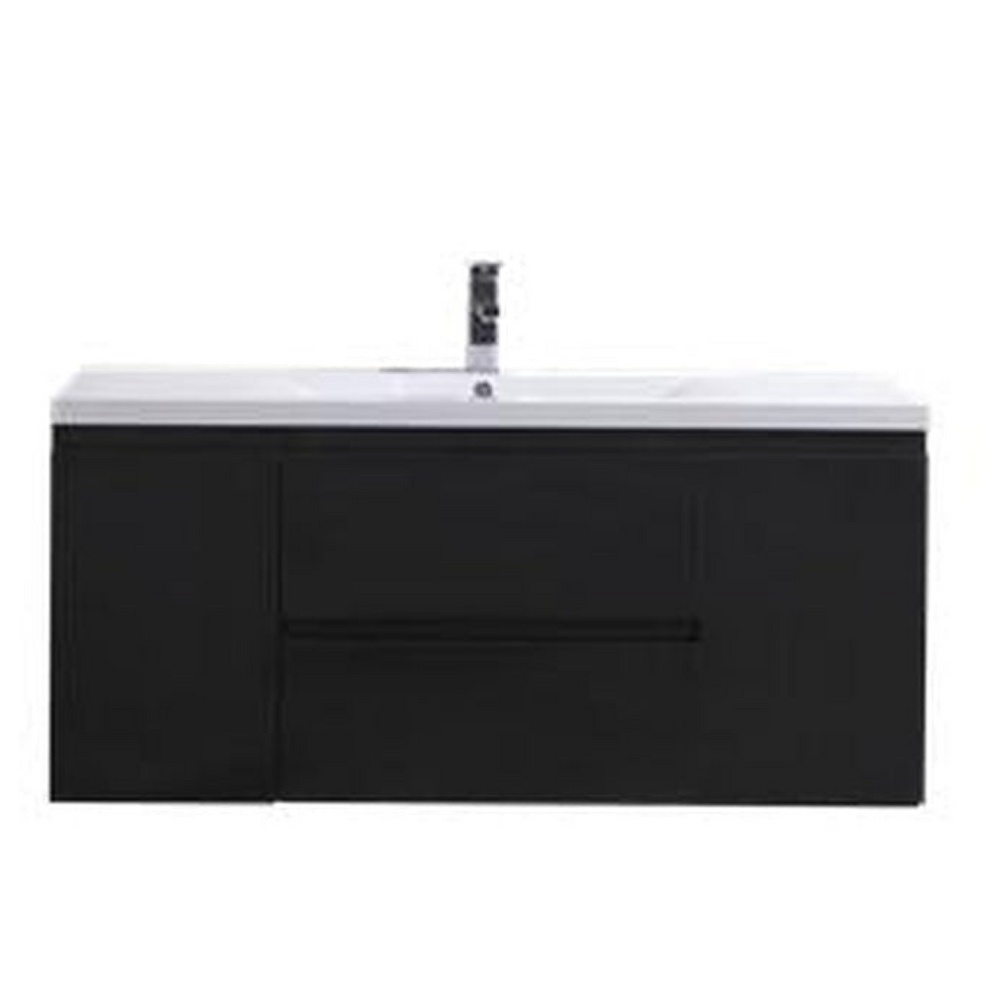 Boho Elegance 48&quot; Rich Black Wall-Mounted Vanity With Single Reinforced White Acrylic Sink