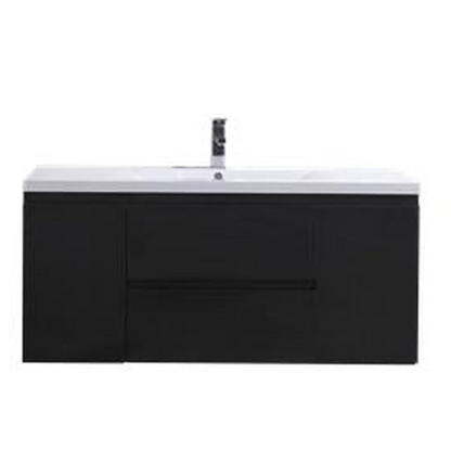 Boho Elegance 48&quot; Rich Black Wall-Mounted Vanity With Single Reinforced White Acrylic Sink