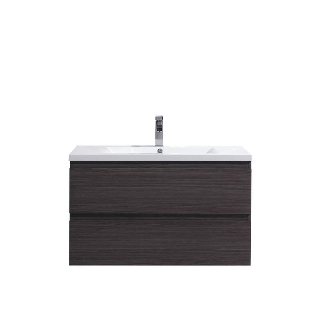 Boho Elegance 36&quot; Dark Gray Oak Wall-Mounted Vanity With Single Reinforced White Acrylic Sink
