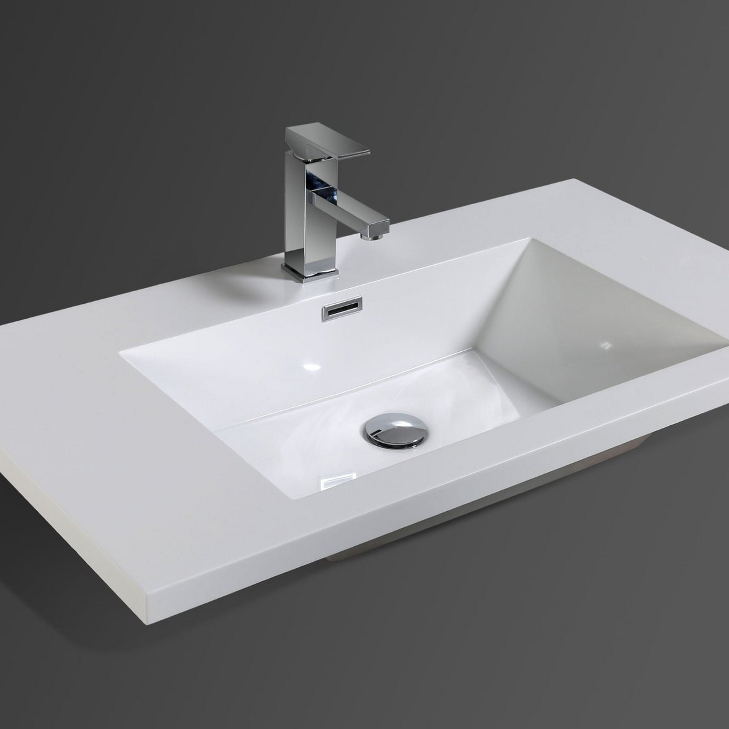 Boho Elegance 36&quot; Dark Gray Oak Wall-Mounted Vanity With Single Reinforced White Acrylic Sink