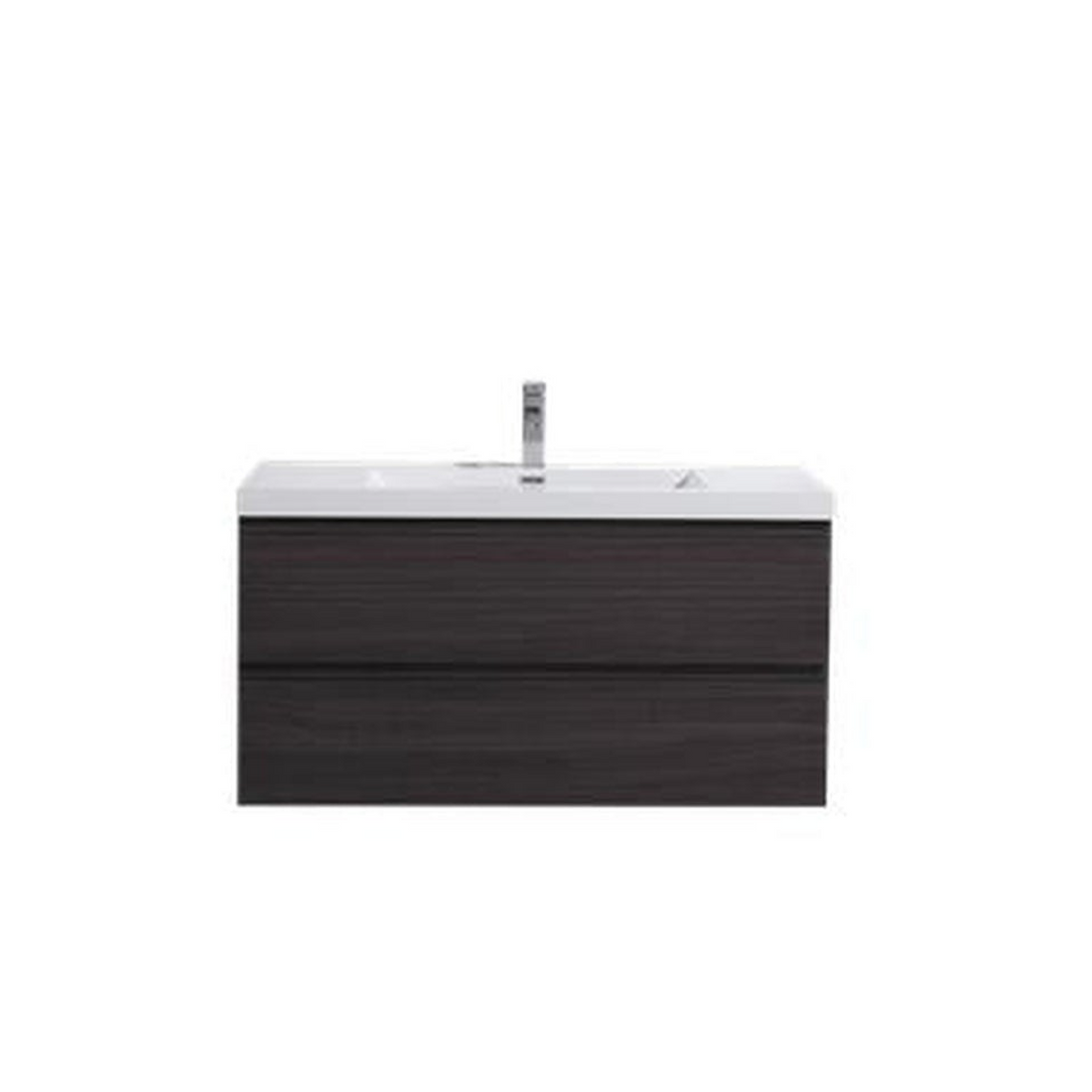 Boho Elegance 42&quot; Dark Gray Oak Wall-Mounted Vanity With Single Reinforced White Acrylic Sink