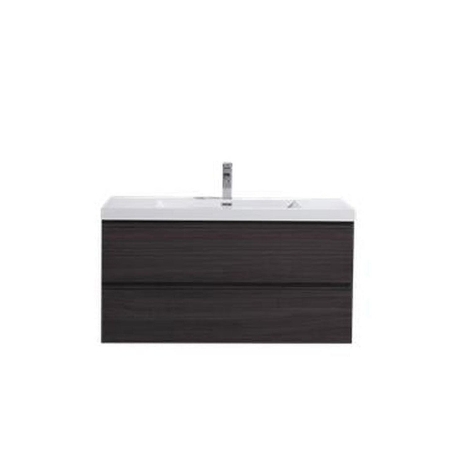 Boho Elegance 42&quot; Dark Gray Oak Wall-Mounted Vanity With Single Reinforced White Acrylic Sink