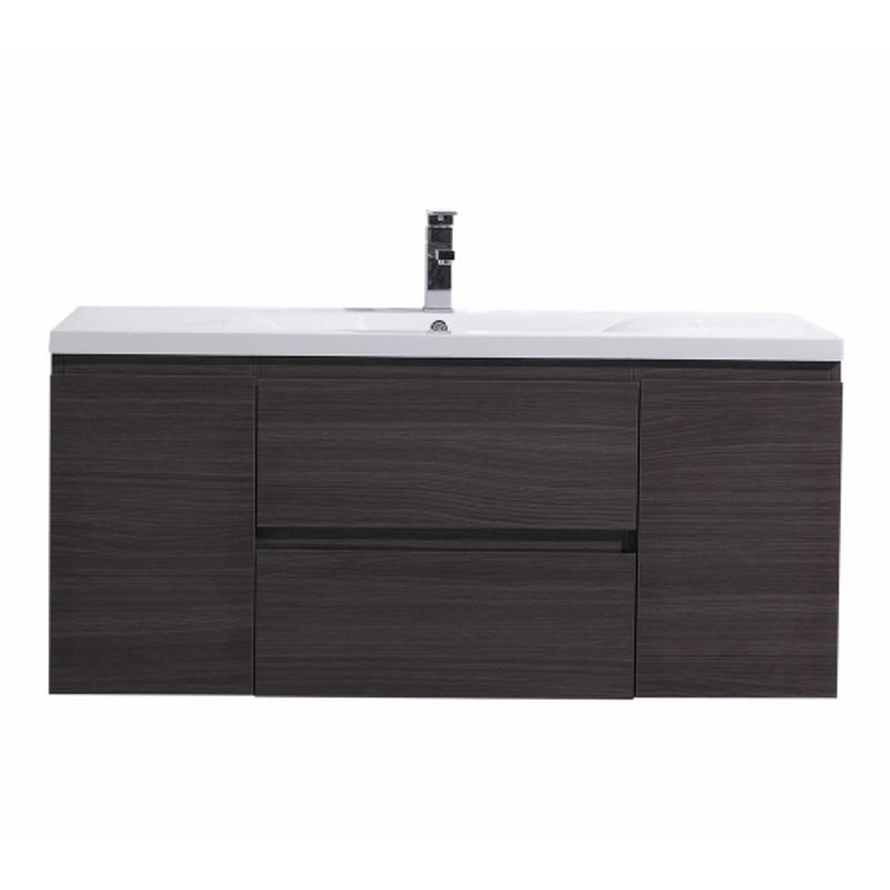 Boho Elegance 48&quot; Dark Gray Oak Wall-Mounted Vanity With Single Reinforced White Acrylic Sink
