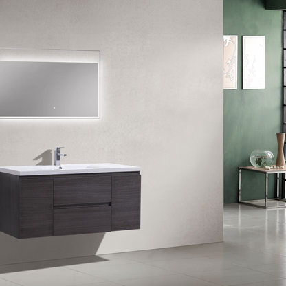 Boho Elegance 48&quot; Dark Gray Oak Wall-Mounted Vanity With Single Reinforced White Acrylic Sink