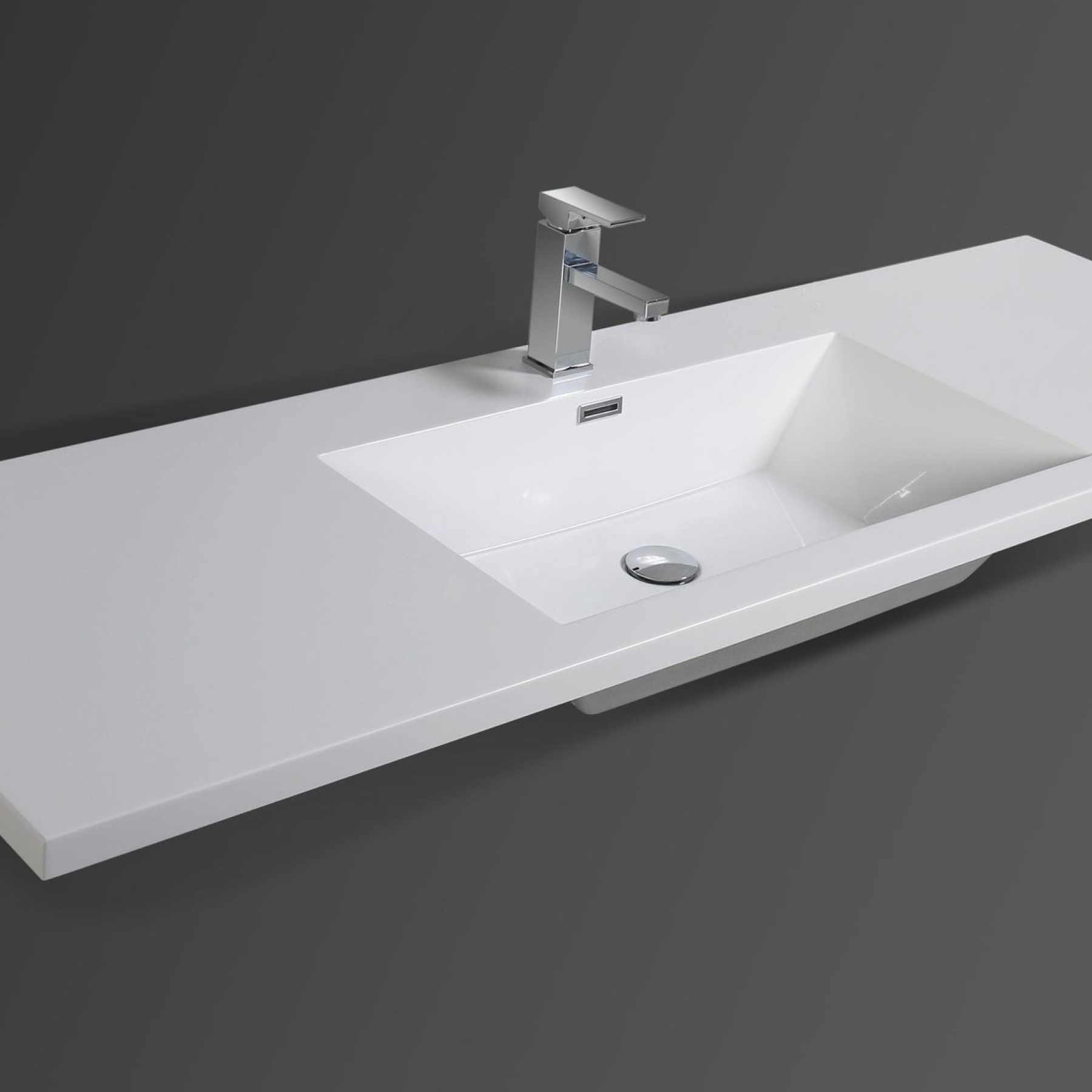 Boho Elegance 60&quot; Dark Gray Oak Wall-Mounted Vanity With Single Reinforced White Acrylic Sink