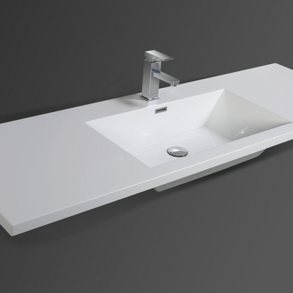 Boho Elegance 60&quot; Dark Gray Oak Wall-Mounted Vanity With Single Reinforced White Acrylic Sink
