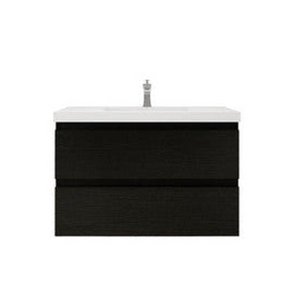 Boho Elegance 36&quot; Rich Black Wall-Mounted Vanity With Single Reinforced White Acrylic Sink