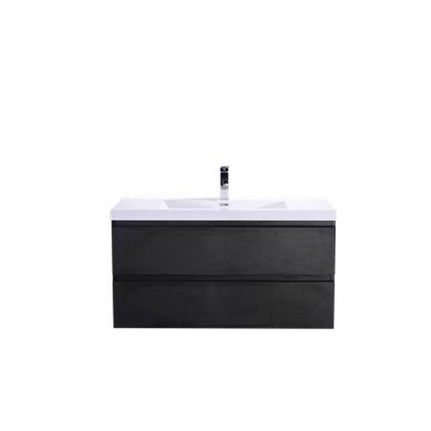 Boho Elegance 42&quot; Rich Black Wall-Mounted Vanity With Single Reinforced White Acrylic Sink