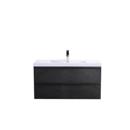 Boho Elegance 42&quot; Rich Black Wall-Mounted Vanity With Single Reinforced White Acrylic Sink