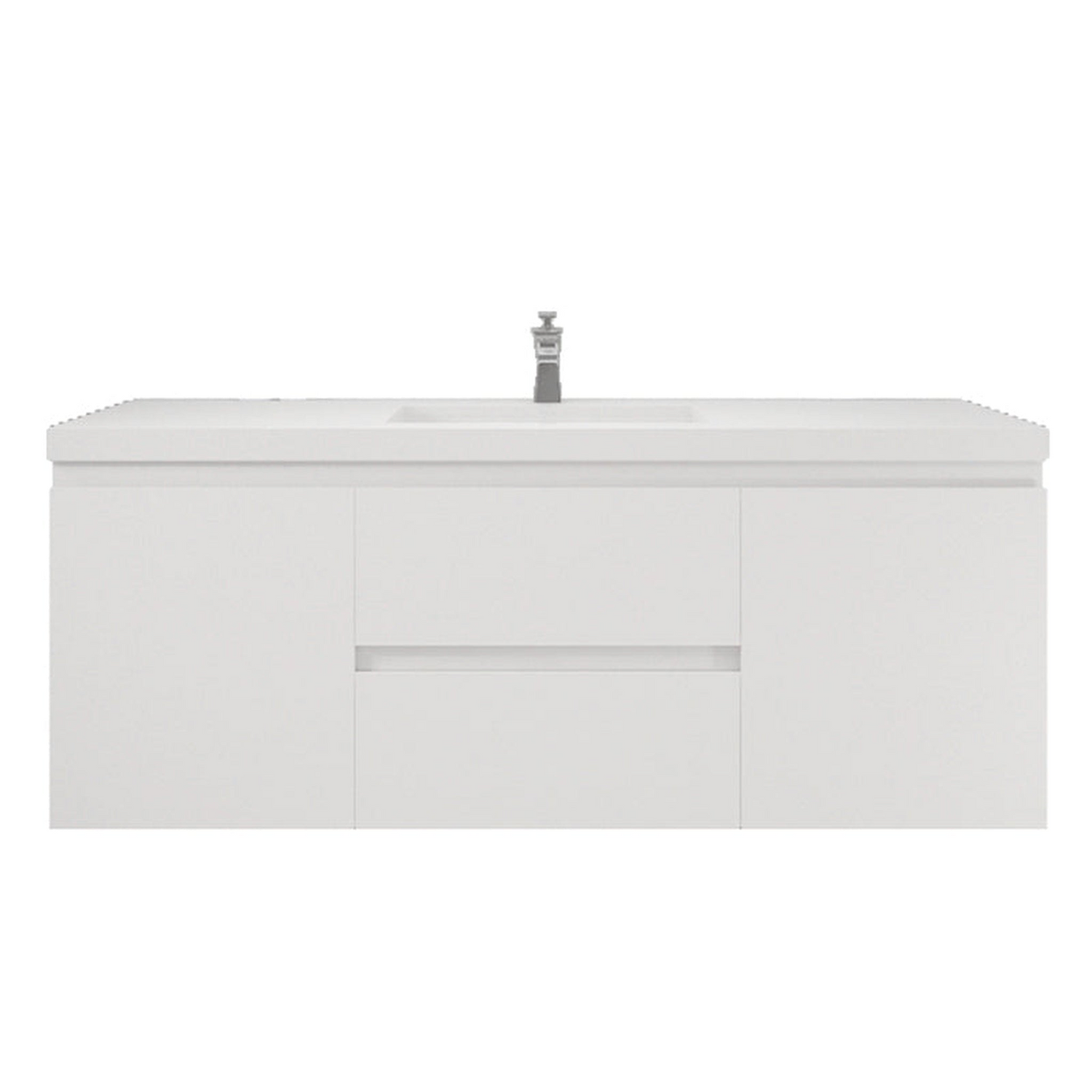 Boho Elegance 60&quot; High Gloss White Wall-Mounted Vanity With Single Reinforced White Acrylic Sink