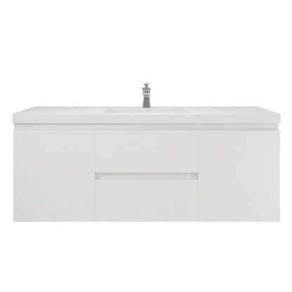 Boho Elegance 60&quot; High Gloss White Wall-Mounted Vanity With Single Reinforced White Acrylic Sink