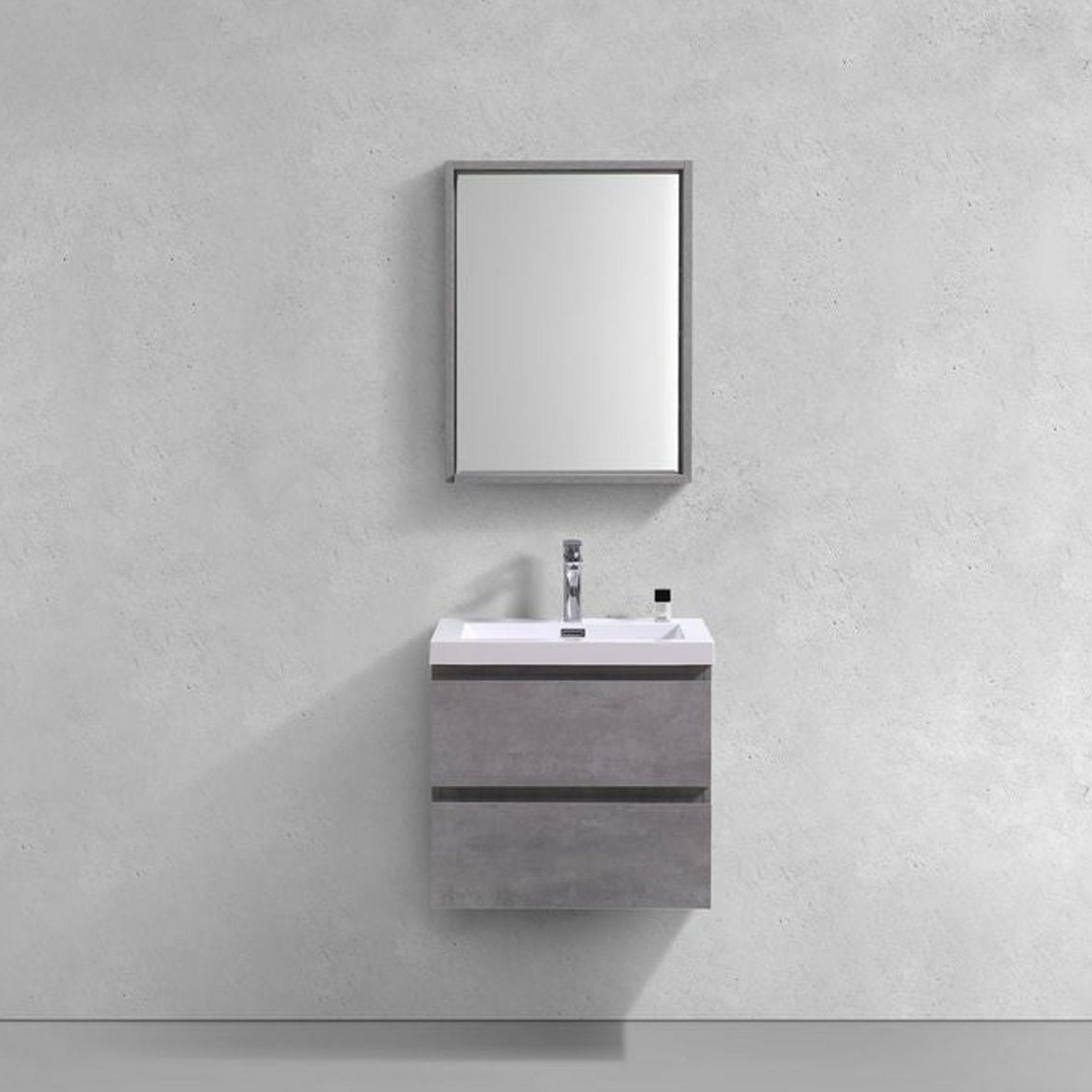 Boho Elegance 24&quot; Cement Gray Wall-Mounted Vanity With Single Reinforced White Acrylic Sink