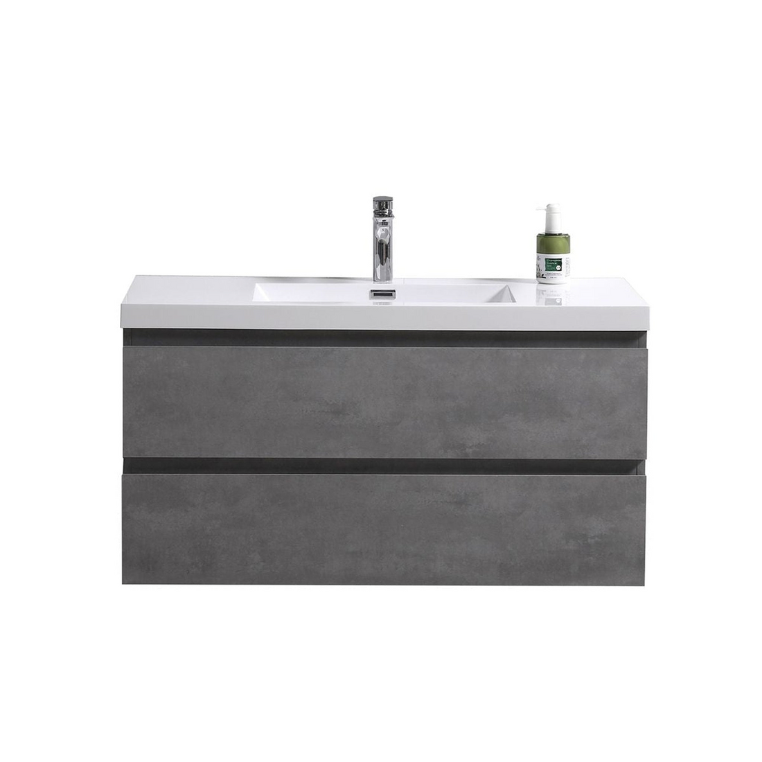 Boho Elegance 42&quot; Cement Gray Wall-Mounted Vanity With Single Reinforced White Acrylic Sink