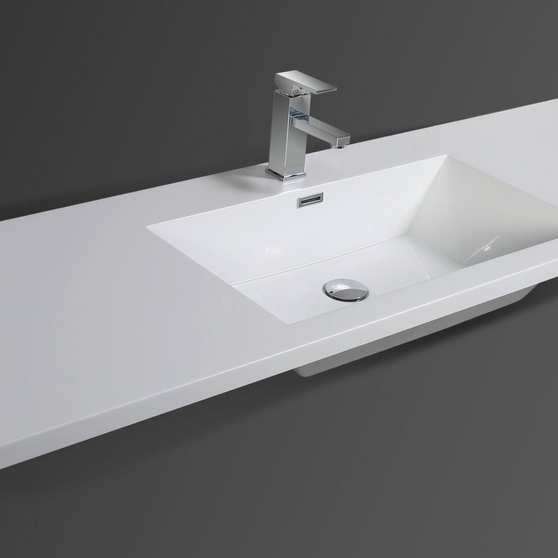 Boho Elegance 60&quot; Cement Gray Wall Mounted Vanity With Single Reinforced White Acrylic Sink