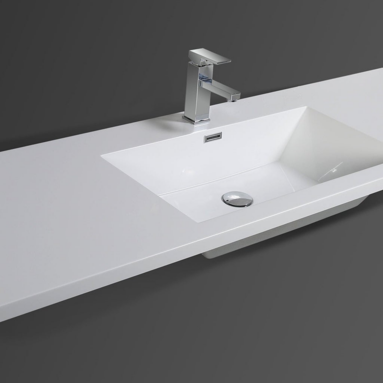 Boho Elegance 60&quot; Cement Gray Wall Mounted Vanity With Single Reinforced White Acrylic Sink