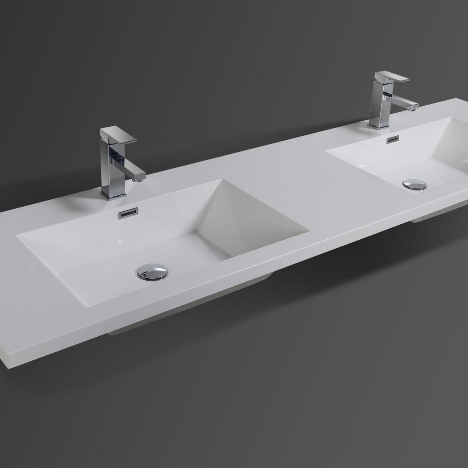 Boho Elegance 72&quot; High Gloss White Wall-Mounted Vanity With Double Reinforced White Acrylic Sinks